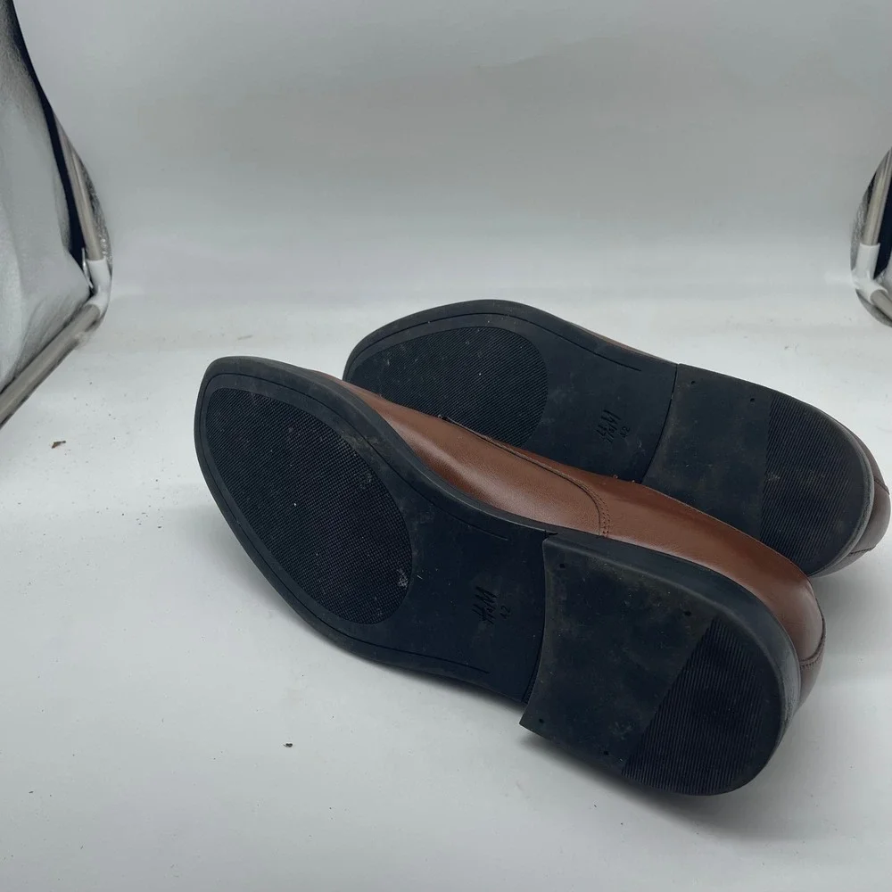 H&M Brown Derby Dress‎ Shoes Burnished Almond Toe Men's Size 9